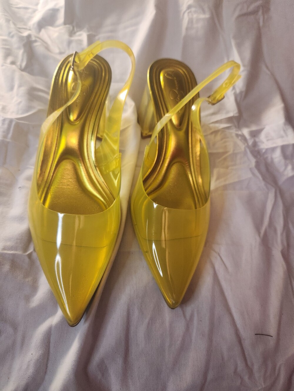 Jessica Simpson Yellow Clear Block Heel Sandals 7